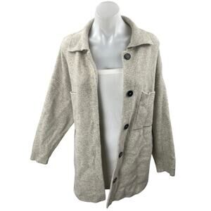 Oysho Women's Beige Tan Knit Collar Long Sleeve Button Down Sweater jacket Sz S